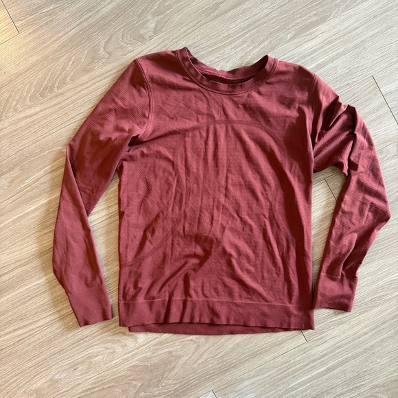Lululemon Swiftly Breathe Long Sleeve Red Merlot size 8 - Picture 3 of 5